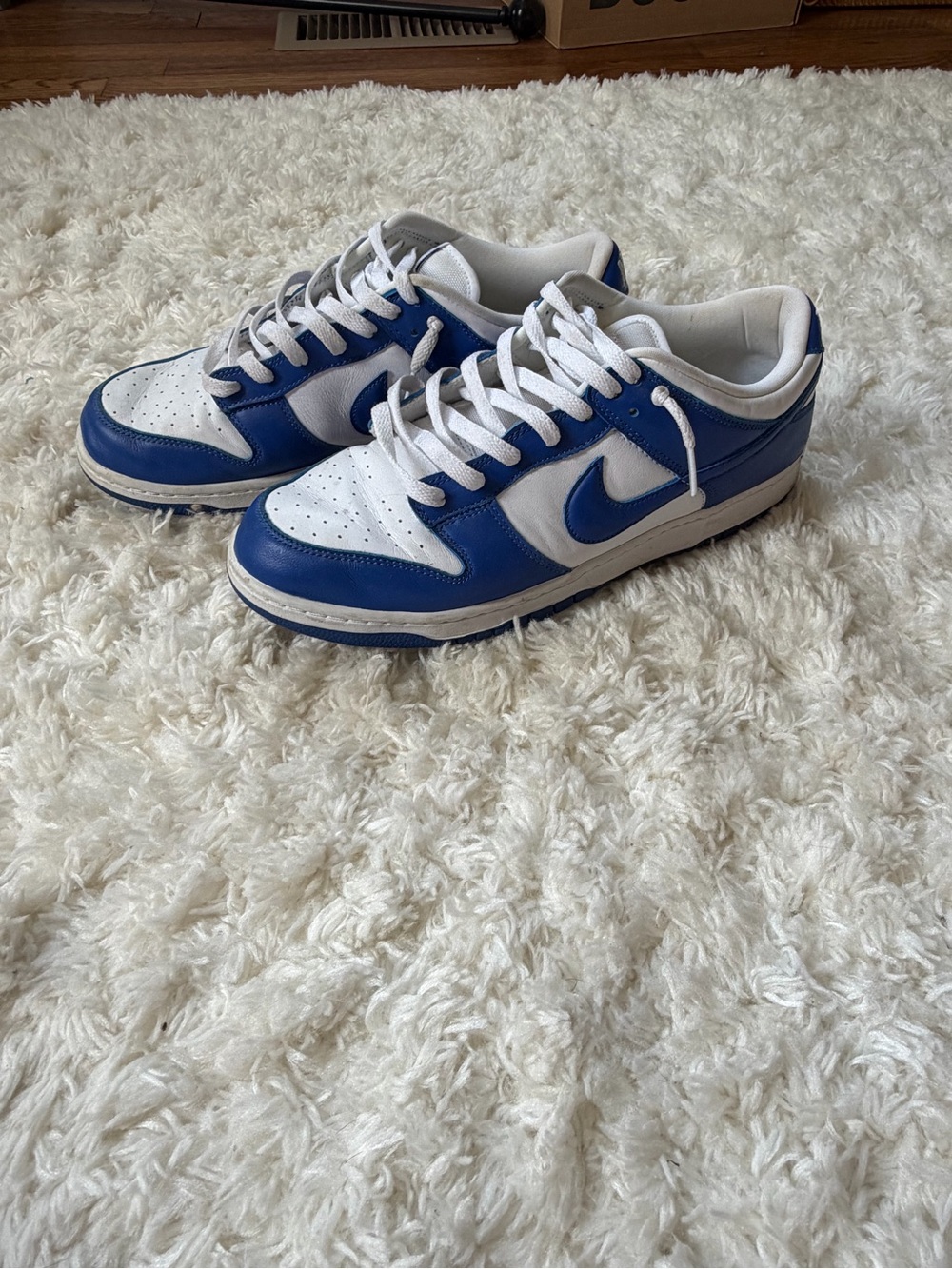 Nike Kids White and Blue Low-Top Sneakers